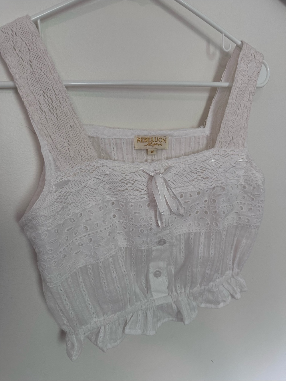 Eyelet/Knit Crop Tank